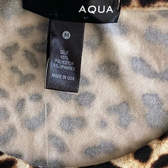 NWT AQUA Leopard Print Short Sleeve Knot Top Size M - Picture 3 of 6